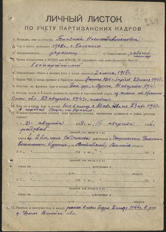 Близнюк Николай Алексеевич Документ 1