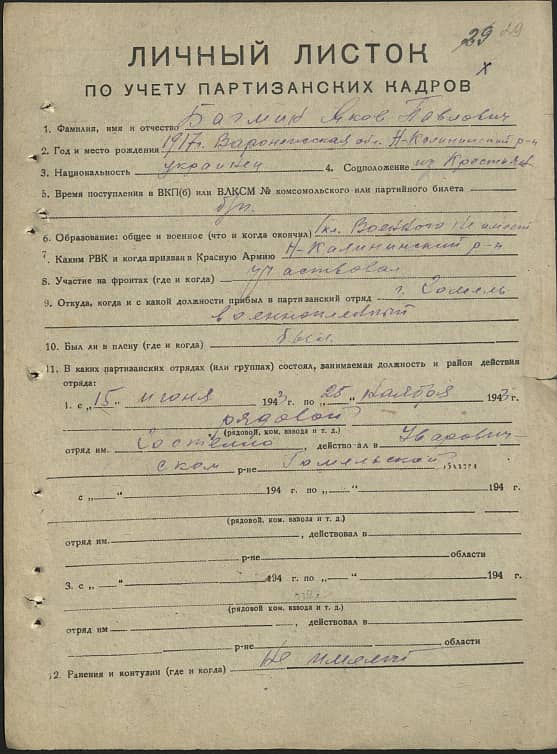 Багмин Яков Павлович Документ 1