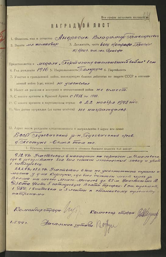 Андросик Владимир Прокофьевич Документ 1
