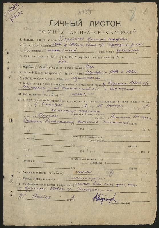 Боровиков Василий Сидорович Документ 1