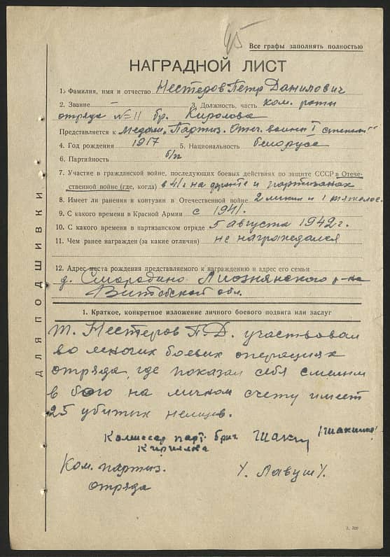 Нестеров Петр Данилович Документ 1
