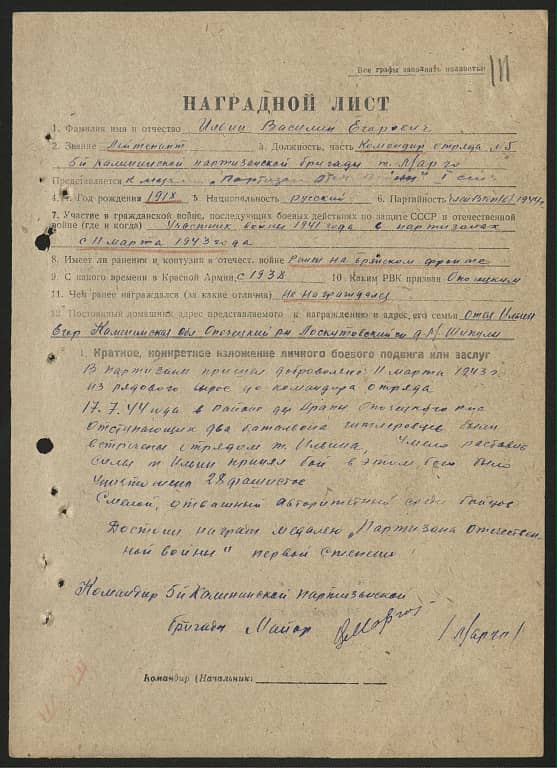 Ильин Василий Егорович Документ 1