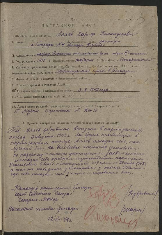 Аляев Зариф Коматденович Документ 1