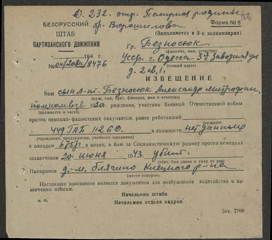 Безносюк Александр Митрофанович Документ 1