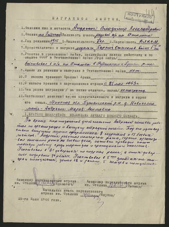 Андросик Владимир Александрович Документ 1