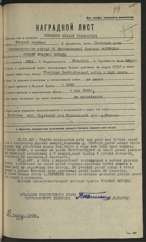 Селезнев  Михаил Тимофеевич (Мефодьевич) Документ 1