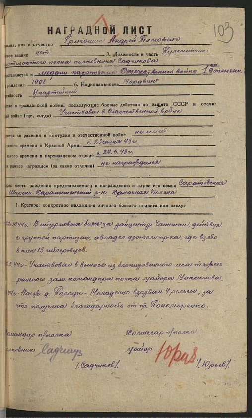 Григошин Андрей Тимофеевич Документ 1