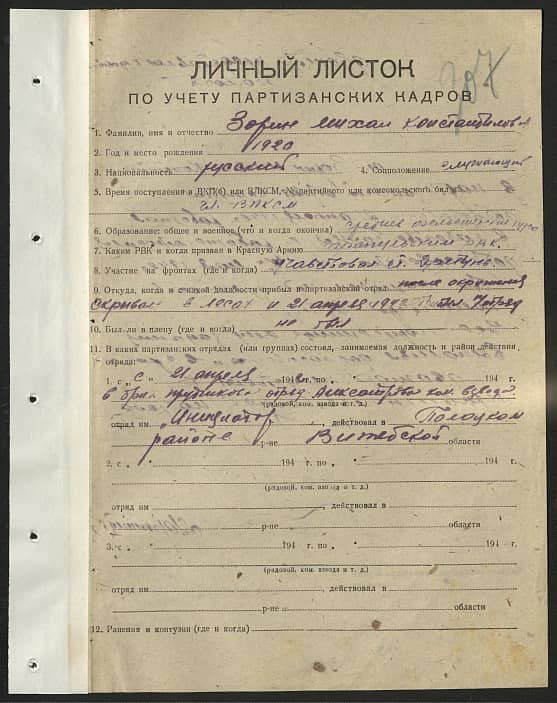 Зорин Михаил Константинович Документ 1